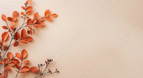 Autumn Branch With Orange Leaves
