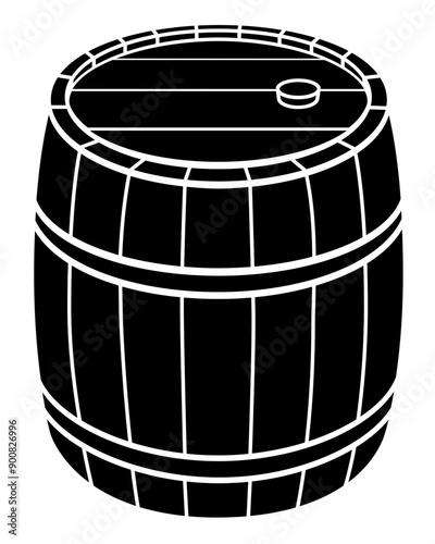 Wooden barrel with cork - vector silhouette element for logo or pictogram. Barrel for icon or sign	
