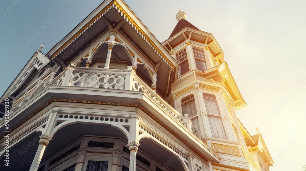 Obraz premium A Victorian revival house featuring classic patterns