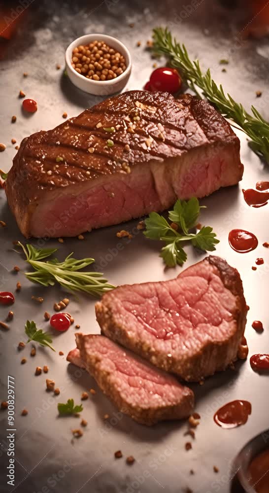 Delicious steak video 4k animation Delicious steak video 4k animation