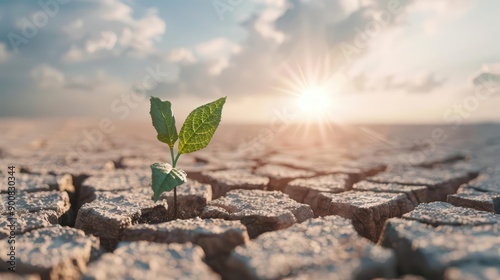 Climate resilience concept presented in a supernatural scene with sunlight filtering through
