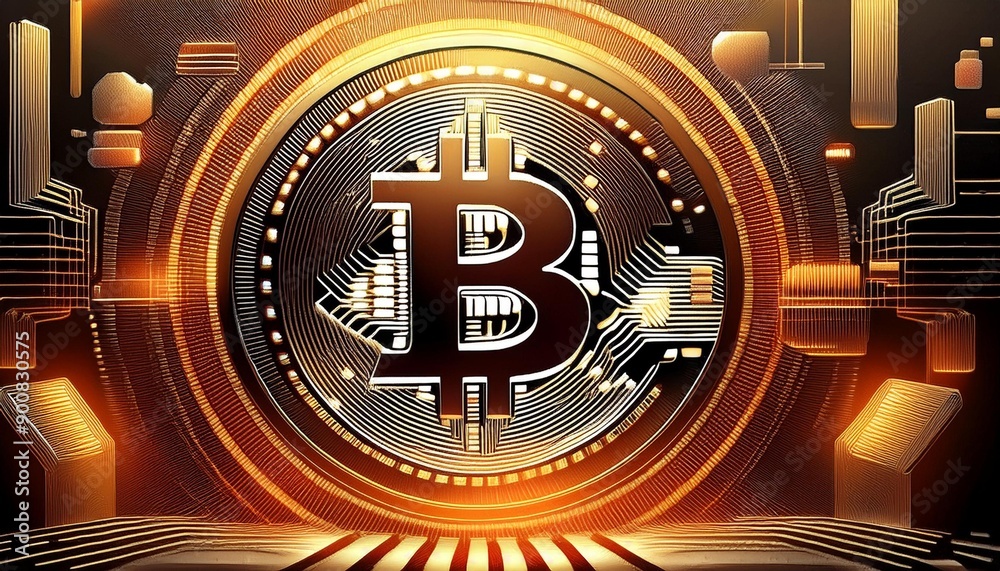 Fototapeta premium shining Bitcoin in spectacular atmosphere