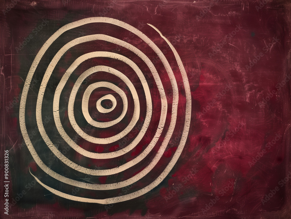 Artistic Striped Chalk Spiral on Maroon Board with Free Space: A Creative Display Artistic Striped Chalk Spiral on Maroon Board with Free Space: A Creative Display