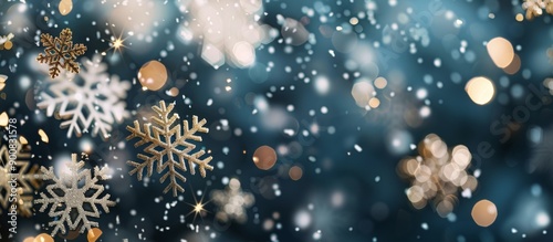 Glittery Snowflake on Pine Branch