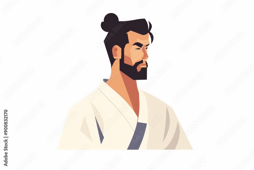 Illustration of a figure dressed in traditional martial arts attire standing with confidence and poise, represented in a minimalistic style, evoking a sense of discipline and strength. Illustration of a figure dressed in traditional martial arts attire standing with confidence and poise, represented in a minimalistic style, evoking a sense of discipline and strength.