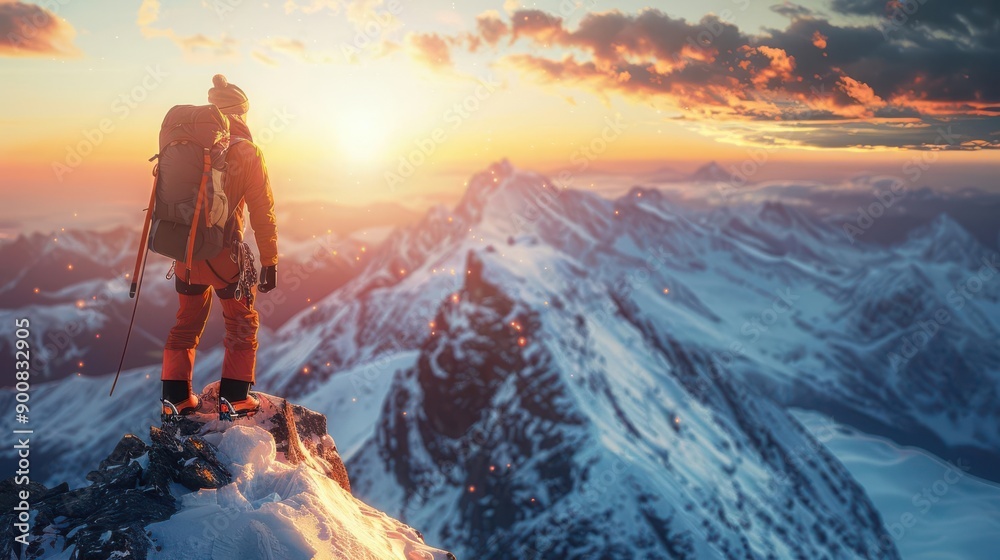 Mountaineer climbing peaks Mountaineer climbing peaks