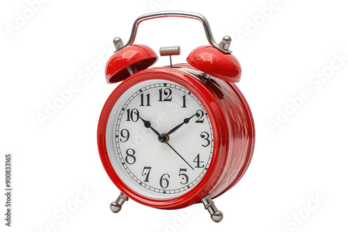 red alarm clock on white