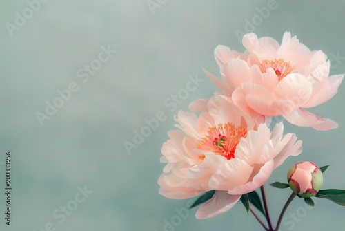 Pink Roses and White Flowers on a White Background