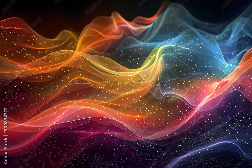 vibrant abstract waves, fluid motion, dynamic color transitions, digital art, artistic expression, versatility in design, suitable for marketing materials, copy space available vibrant abstract waves, fluid motion, dynamic color transitions, digital art, artistic expression, versatility in design, suitable for marketing materials, copy space available