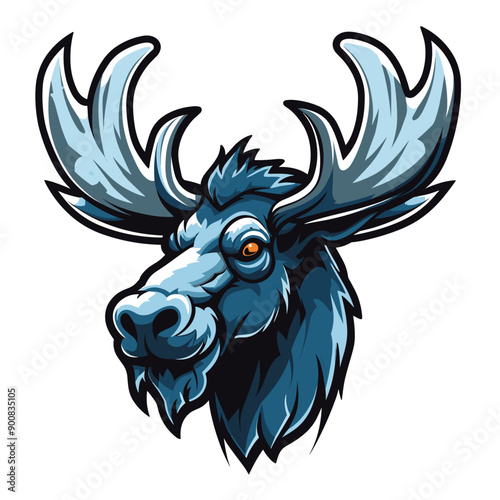 Moose vector mascot logo design with modern illustration concept style for badge, emblem and tshirt printing. Moose illustration for sport and esport team logotype. Moose sticker. Elk, deer, stag, buc photo