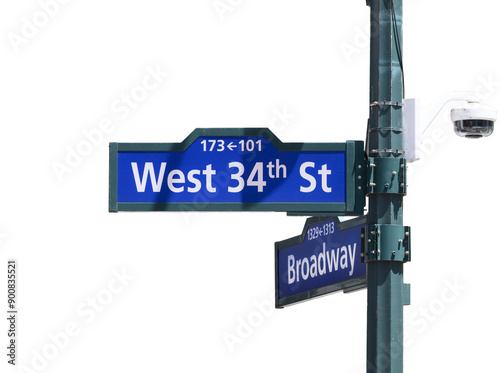 West 34th St and Broadway Street sign, New York City