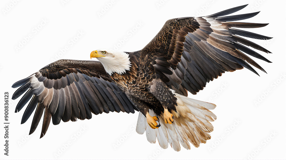 American bald eagle in flight isolated on white background American bald eagle in flight isolated on white background