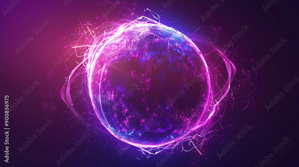 Glowing neon sign in a circle. Abstract neon sphere, optical halo glowing flare sphere, purple sphere ring shape, paticle luminescent putple flaming sphere Glowing neon sign in a circle. Abstract neon sphere, optical halo glowing flare sphere, purple sphere ring shape, paticle luminescent putple flaming sphere