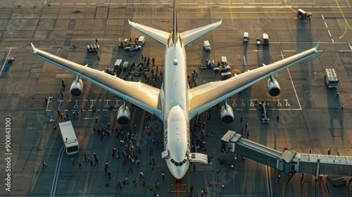 big plane and many passengers on board photo