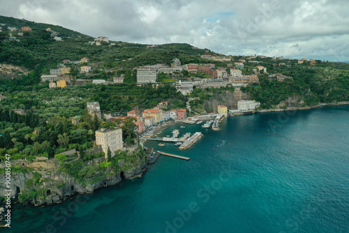 Aerial view of the beaches in the beautiful city of Sorrento, Italy