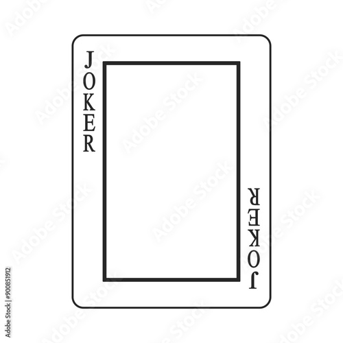 Joker or wild playing card border or frame in black outline vector