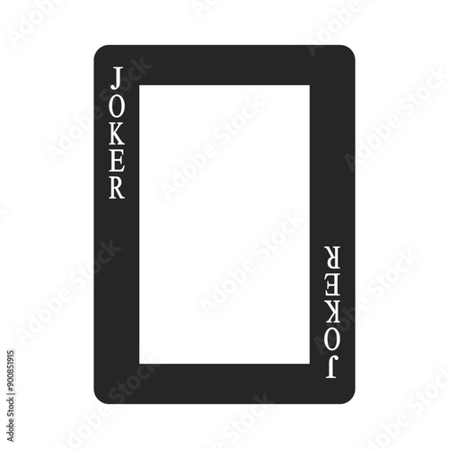 Joker playing card border or frame in black silhouette vector