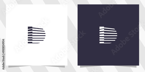 letter d with building logo design vector