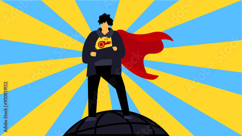 Whistleblower exposing his identity, whistleblowing illustration