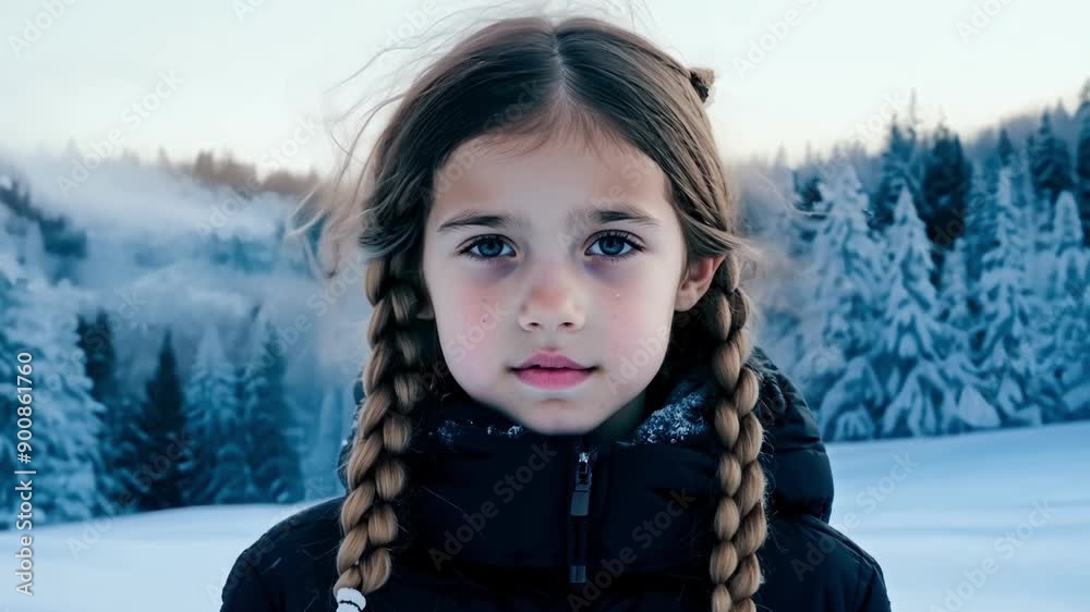 A teenage girl with long braided hair poses against a backdrop of frosted trees and icy hills her expression a mix of determination and wonder as she takes in the beauty of the A teenage girl with long braided hair poses against a backdrop of frosted trees and icy hills her expression a mix of determination and wonder as she takes in the beauty of the