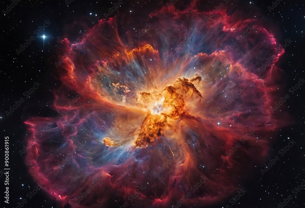 The colorful and chaotic remains of a supernova explosion, with glowing gases and rapidly expanding shockwaves.