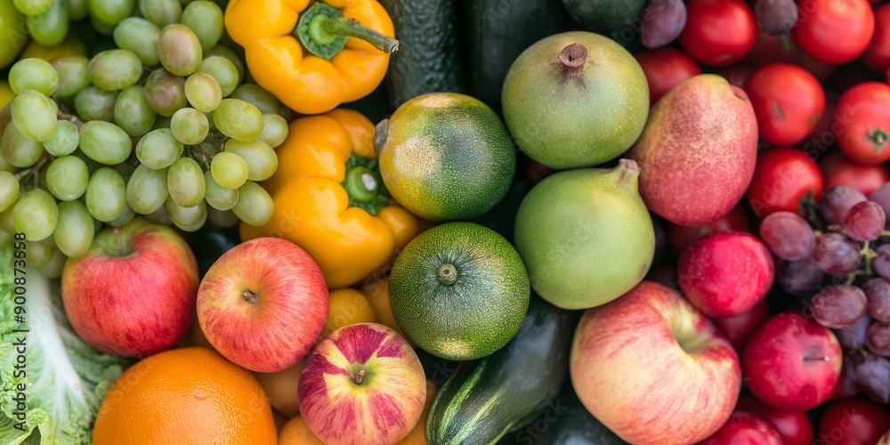 A colorful display of fresh fruits like grapes, apples, and pears arranged beautifully presenting a vibrant selection. A colorful display of fresh fruits like grapes, apples, and pears arranged beautifully presenting a vibrant selection.