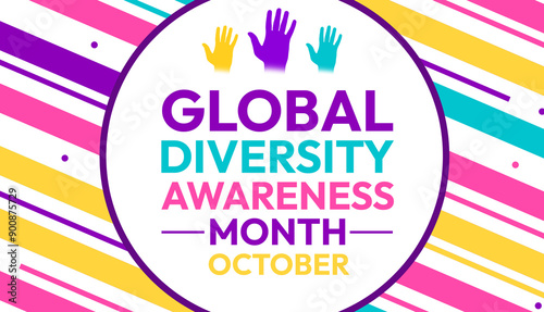 Global Diversity Awareness Month Colorful wallpaper with shapes and typography in the center. photo