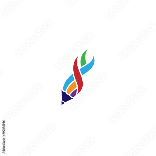 abstract pencil logo in colorful flat design style Free Download abstract pencil logo in colorful flat design style - GFXLoad