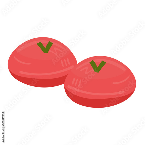 Angku kueh or red tortoise cake vector illustration, gambar kue ku vector, kue thok cake icon, kue kura kura clip art image. jajanan tradisional kue basah, indonesian traditional sweet cake dessert