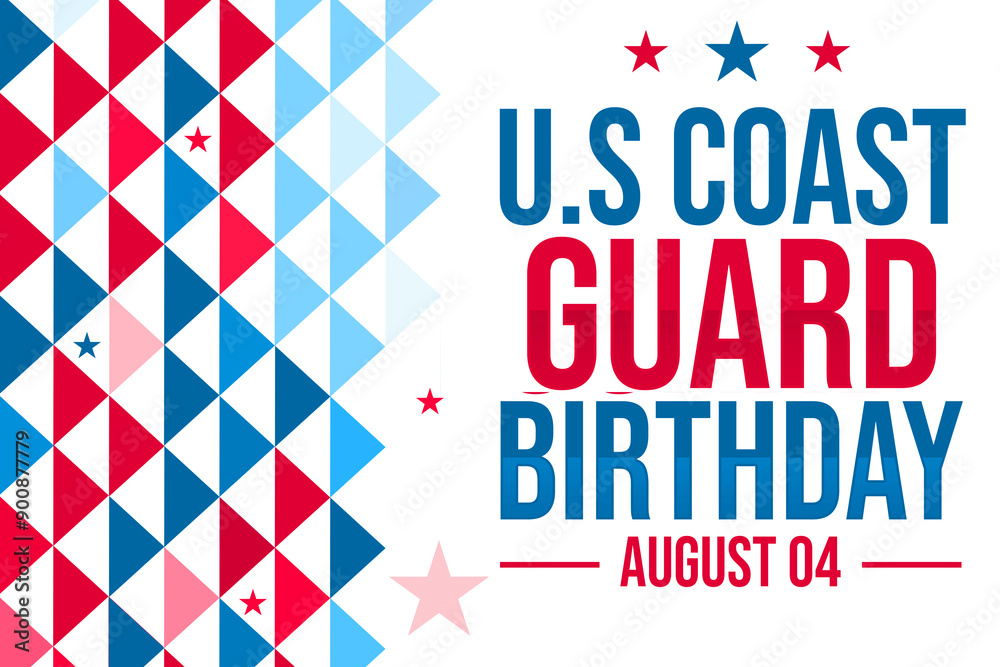 U.S Coast Guard Birthday is celebrateda every year to honor the coast guards, patriotic backdrop with typography on the side U.S Coast Guard Birthday is celebrateda every year to honor the coast guards, patriotic backdrop with typography on the side