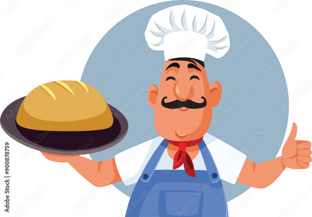 Happy Baker Holding a Freshly Baked Product Vector Cartoon. Senior cook presenting a bakery product
Happy Baker Holding a Freshly Baked Product Vector Cartoon. Senior cook presenting a bakery product