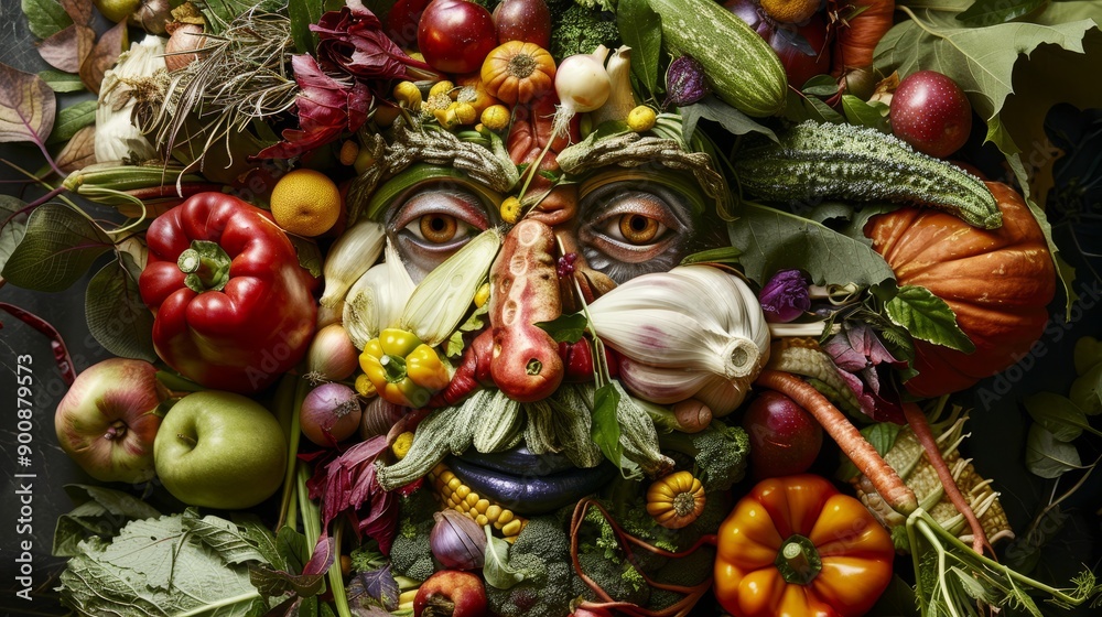 Autumn harvest vegetables face Autumn harvest vegetables face