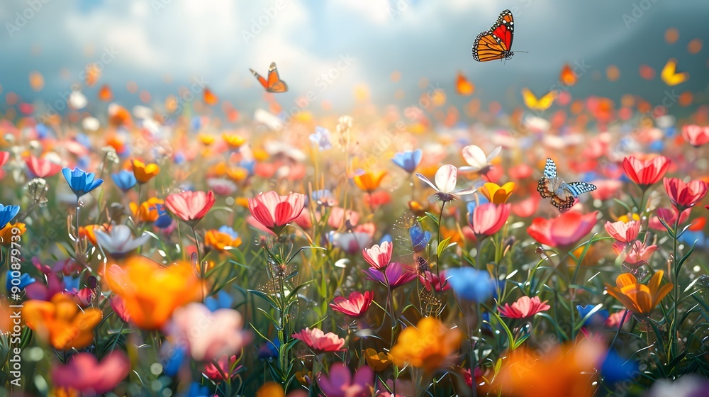 Serene Spring Blooms. Vibrant floral scenery Serene Spring Blooms. Vibrant floral scenery