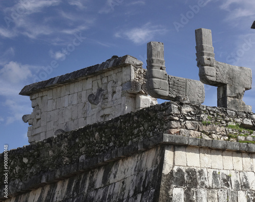 The Temple of the Warriors of Chichen Itza is an architectural complex, characterized by its carved columns and its rich decorations photo