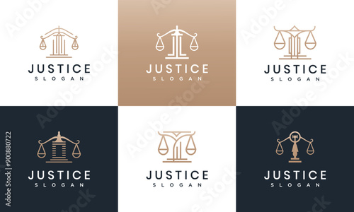 Law firm logo design template set. Justice symbol logo vector illustration,Symbol concept for law firm logo design.
