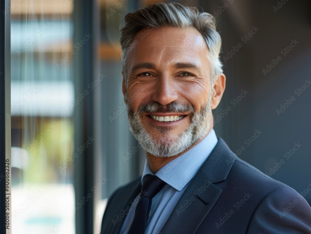 A professional man in a suit and tie smiling at the camera A professional man in a suit and tie smiling at the camera