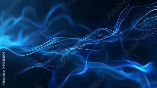 Digital Abstract Blue Wave Energy Background - Futuristic Technology and Light Illustration © Qstock