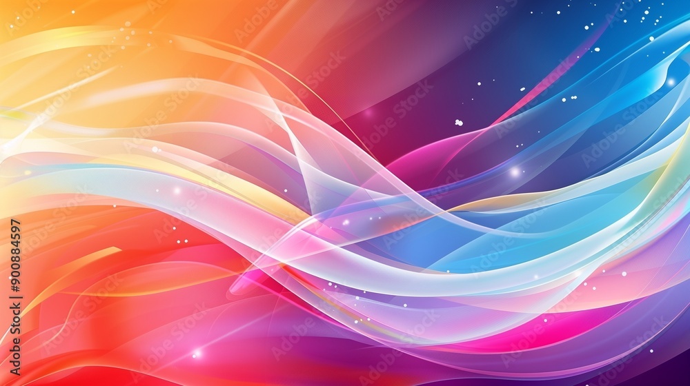 Vibrant Abstract Colorful Wave Illustration with Soft Light Effects in a Dynamic Background Vibrant Abstract Colorful Wave Illustration with Soft Light Effects in a Dynamic Background