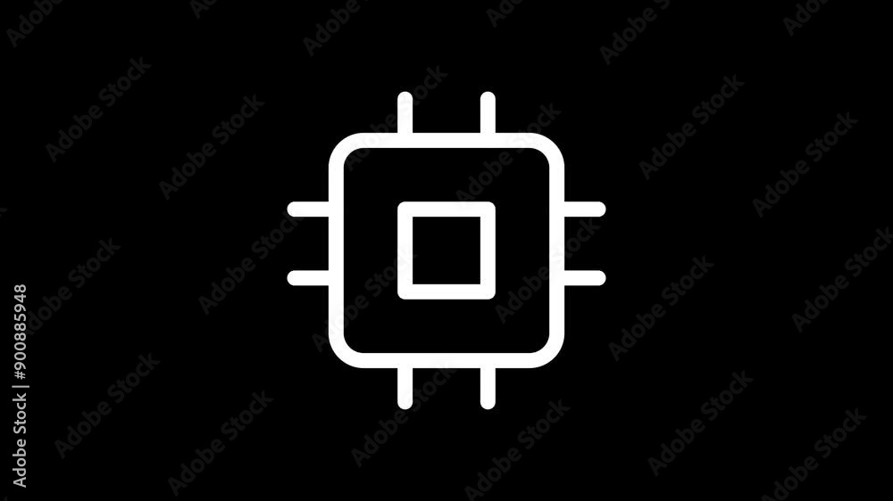 Cpu Icon Animation 4K Video. Icon Animation With Black Background Cpu Icon Animation 4K Video. Icon Animation With Black Background