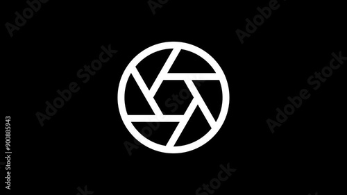 Aperture Icon Animation 4K Video Footage With Black Background. Icon Animation