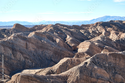 The rugged erosional terrain at the Ocotillo Wells California State OHV Recreational Park.