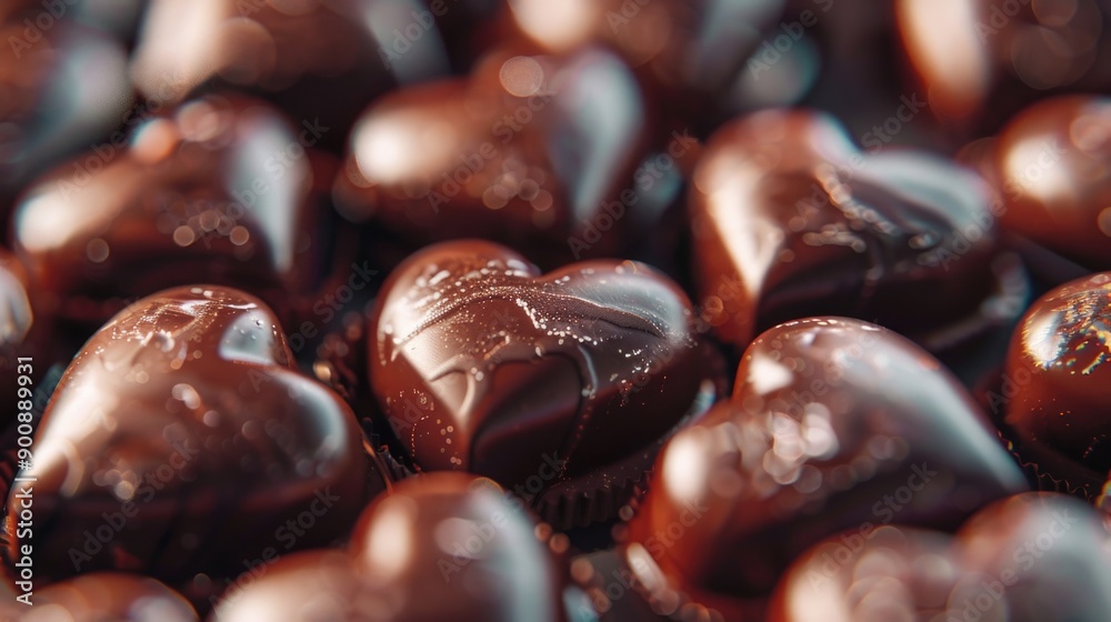 A pile of chocolate hearts stacked on top of each other, perfect for valentines day or romantic gift ideas