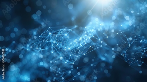Digital Network and Global Connectivity on a Blue Sky Background