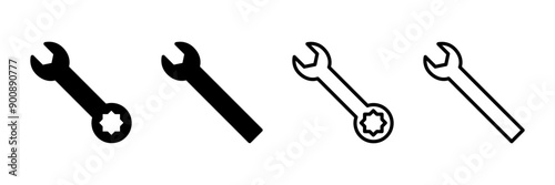 wrench icon vector isolated on white background. Wrench vector icon. Spanner symbol
