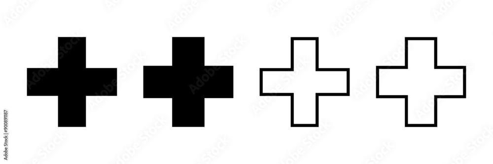 Plus Icon vector isolated on white background. Add plus icon. Addition sign. Medical Plus icon Plus Icon vector isolated on white background. Add plus icon. Addition sign. Medical Plus icon