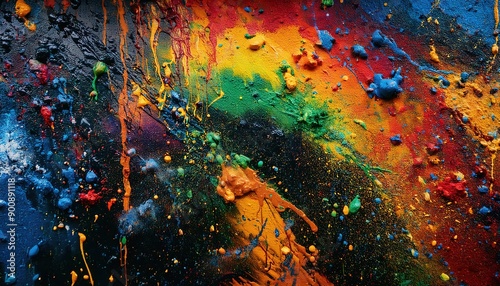 Vibrant Abstract Art with Colorful Paint Splashes photo