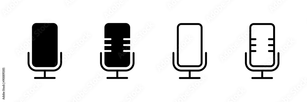 Microphone Icon vector isolated on white background. Mic sign. Karaoke microphone icon. Broadcast mic sign Microphone Icon vector isolated on white background. Mic sign. Karaoke microphone icon. Broadcast mic sign