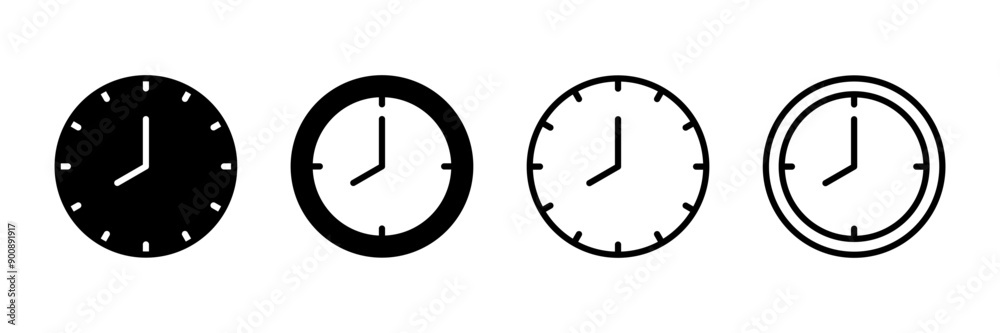 Clock icon vector isolated on white background. Time icon vector. Clock vector icon Clock icon vector isolated on white background. Time icon vector. Clock vector icon