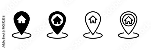 Address symbol icon vector isolated on white background . address icon vector. home location icon