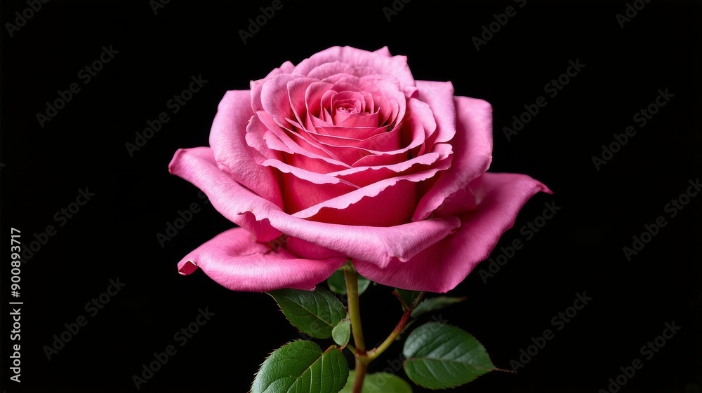 Close-Up Photograph of a Pink Rose Blossom on a Black Background - Elegant Floral Detail and Beauty Close-Up Photograph of a Pink Rose Blossom on a Black Background - Elegant Floral Detail and Beauty